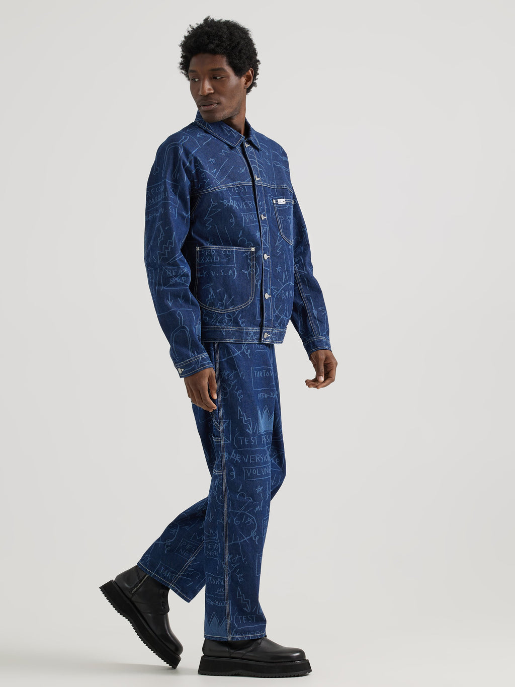Printed Denim Jacket Basquiat