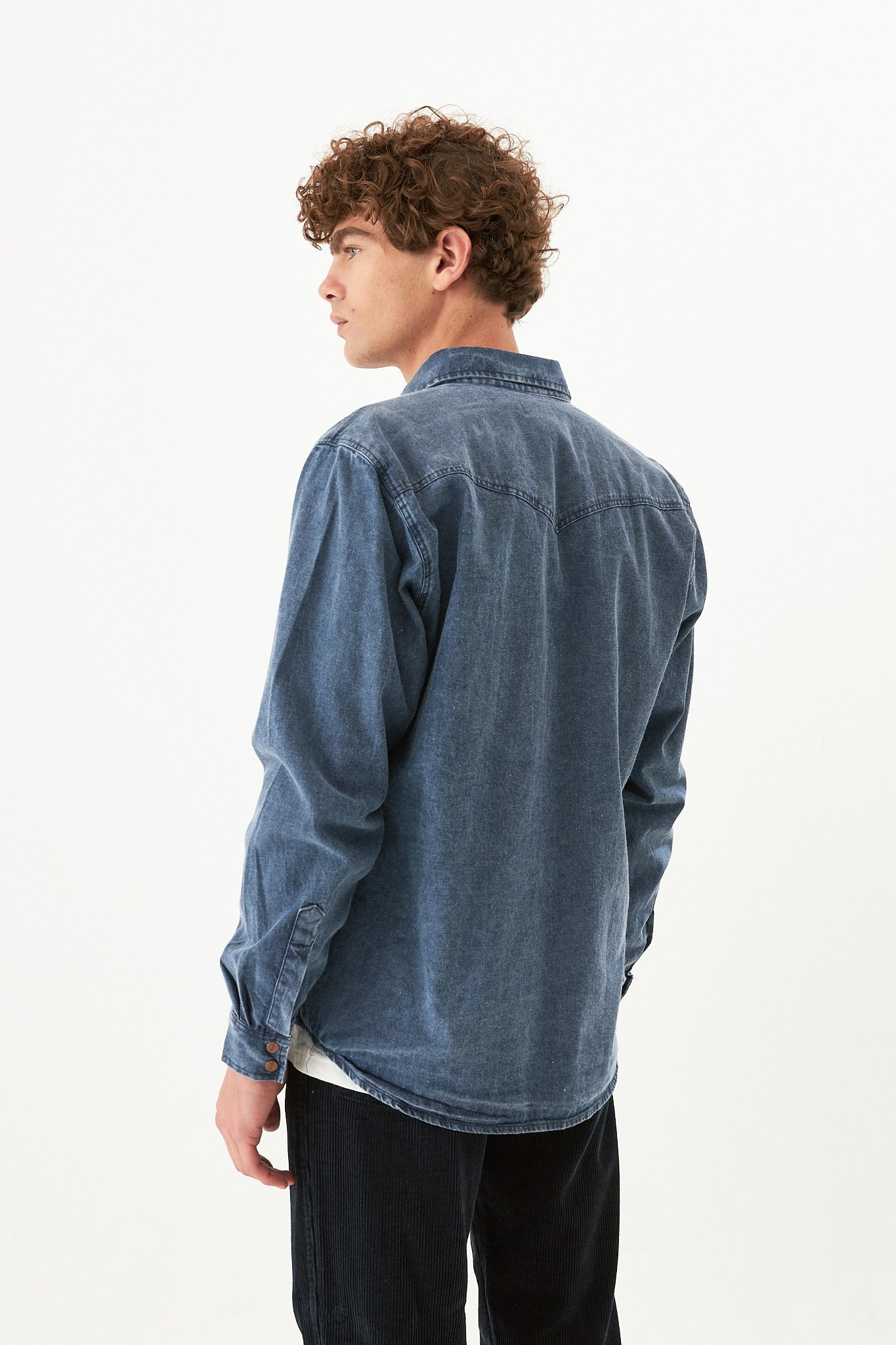 Shirt Western Ls Thread Blue