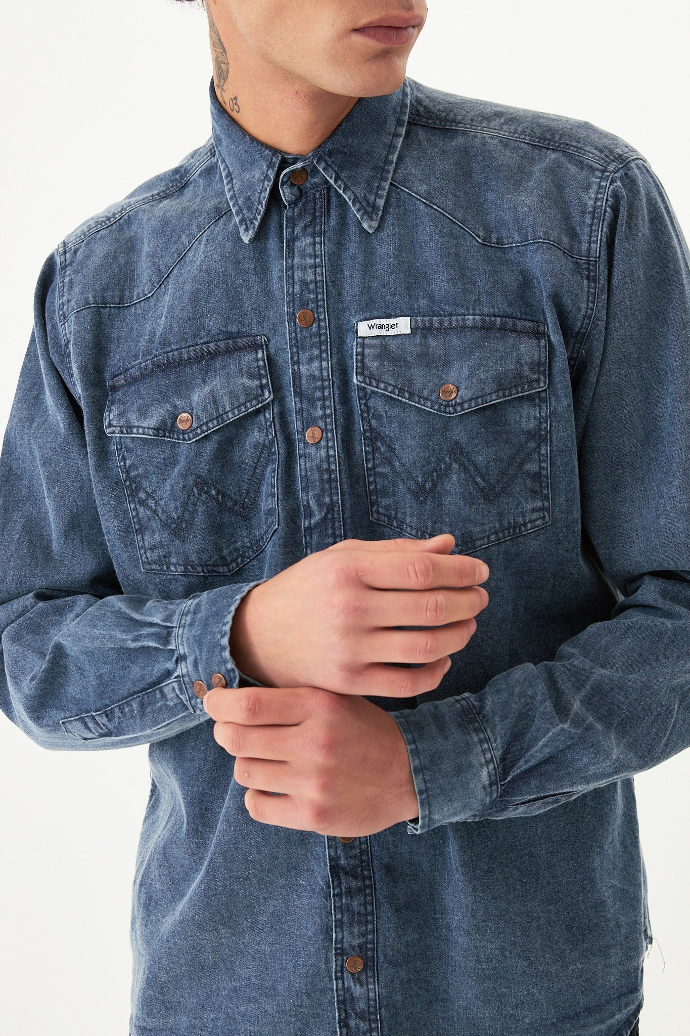Shirt Western Ls Thread Blue