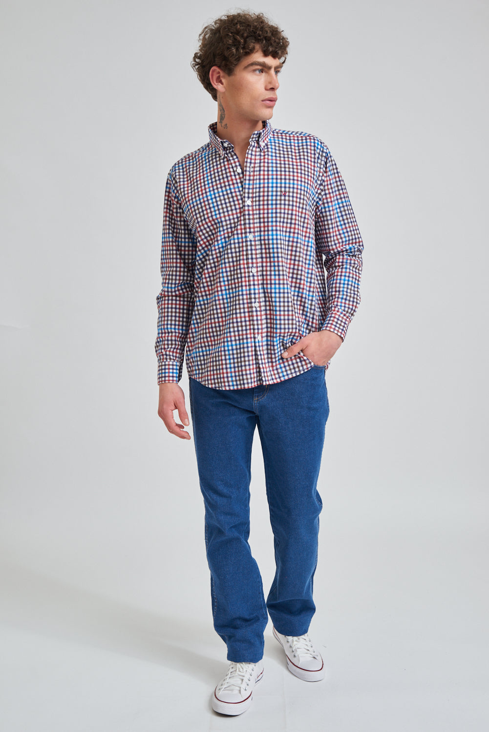 Shirt Reg Linen Checks Ls