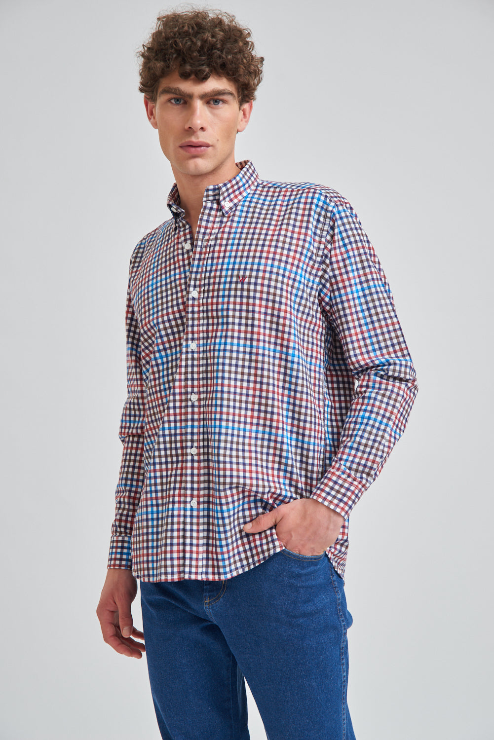 Shirt Reg Linen Checks Ls