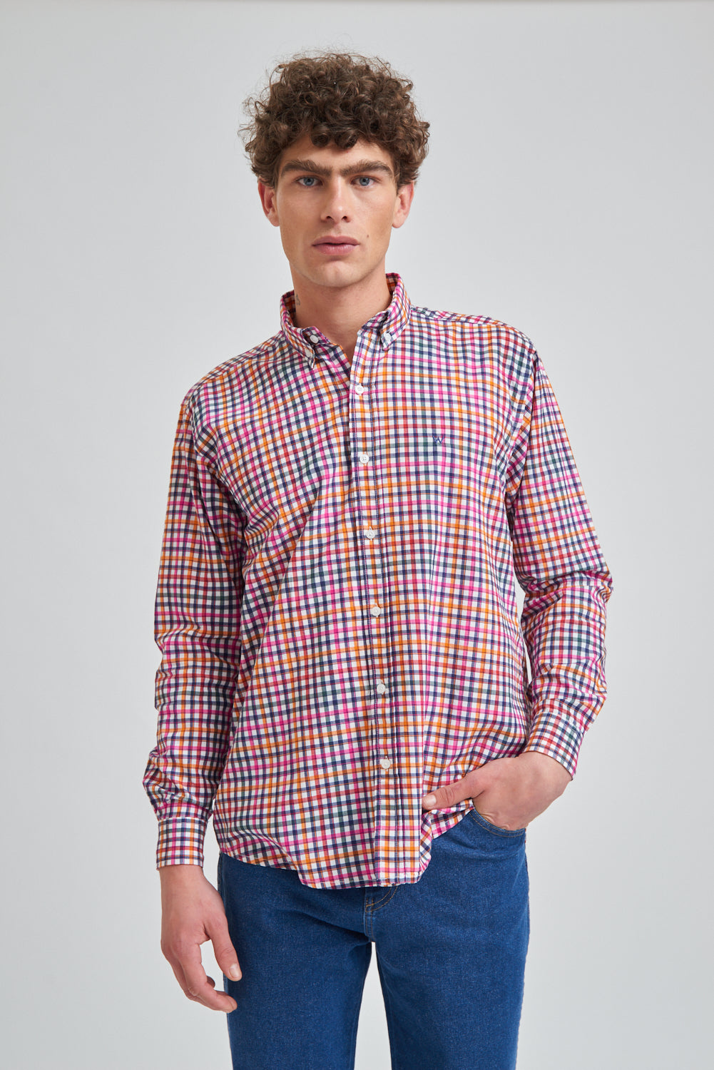 Shirt Reg Linen Checks Ls