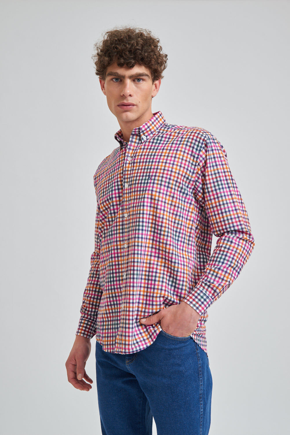 Shirt Reg Linen Checks Ls