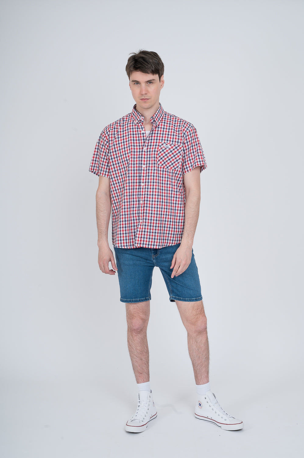 Shirt Reg Linen Checks Ss