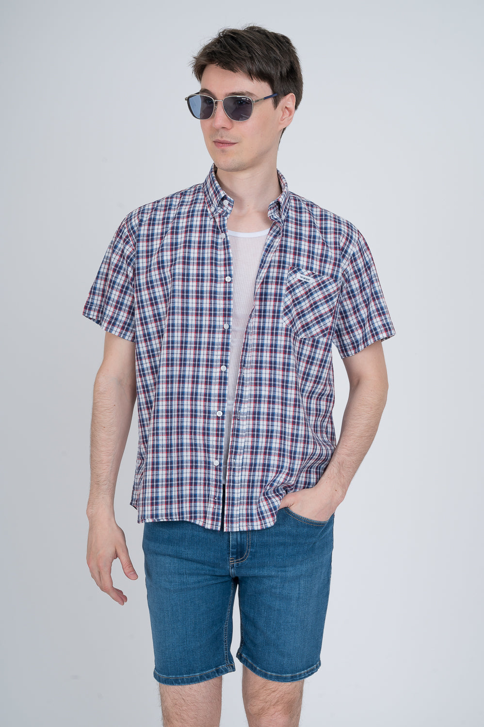 Shirt Reg Linen Checks Ss