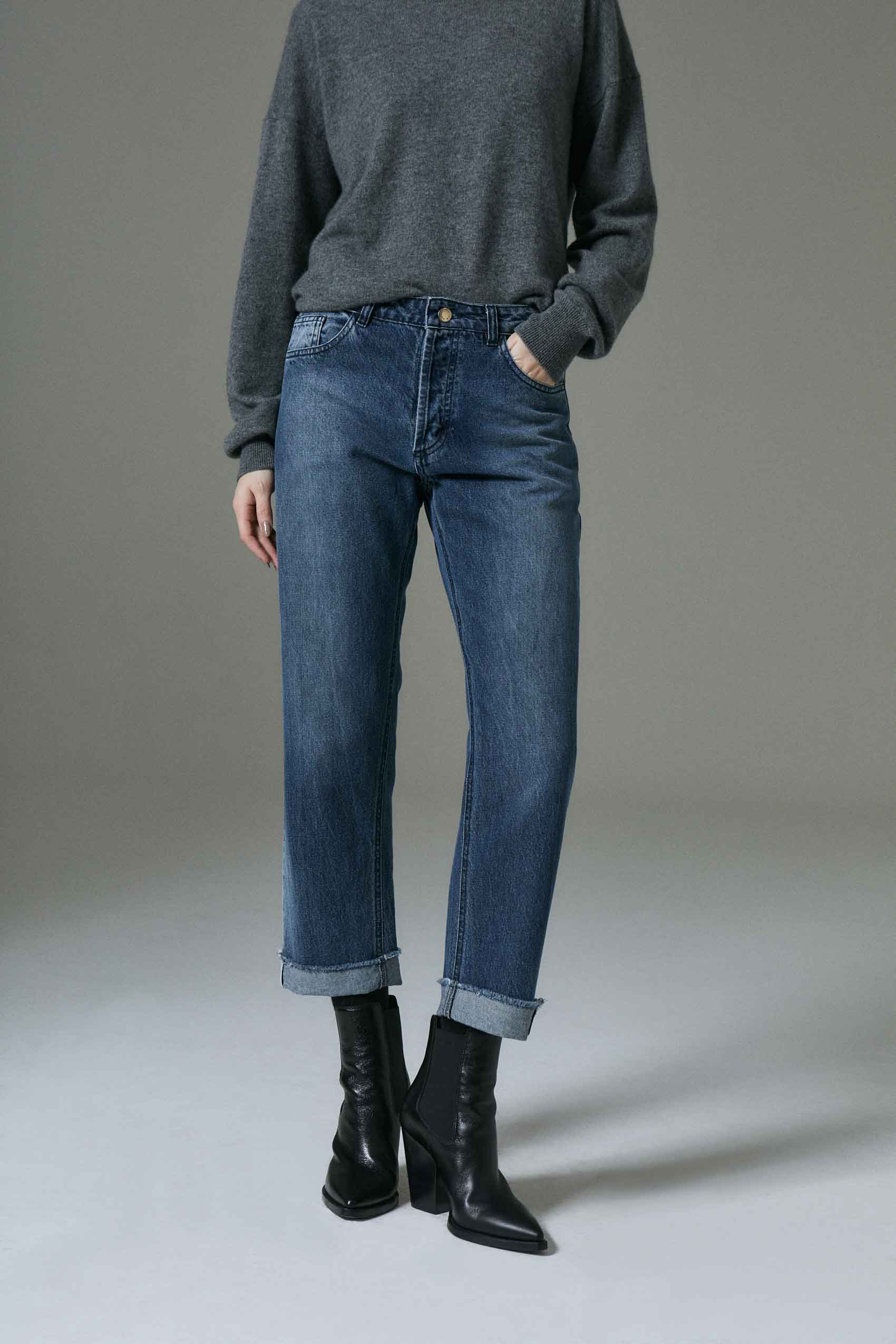 Jean Straight Roll Blue