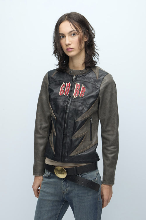 Campera Cuero Moto Tom Negro
